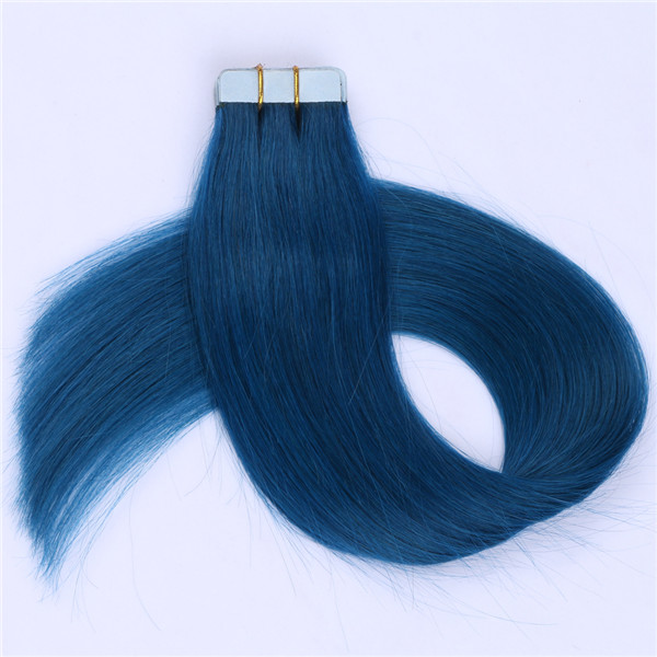 Wholesale good quality tape in hair extensions blue hairs XS088